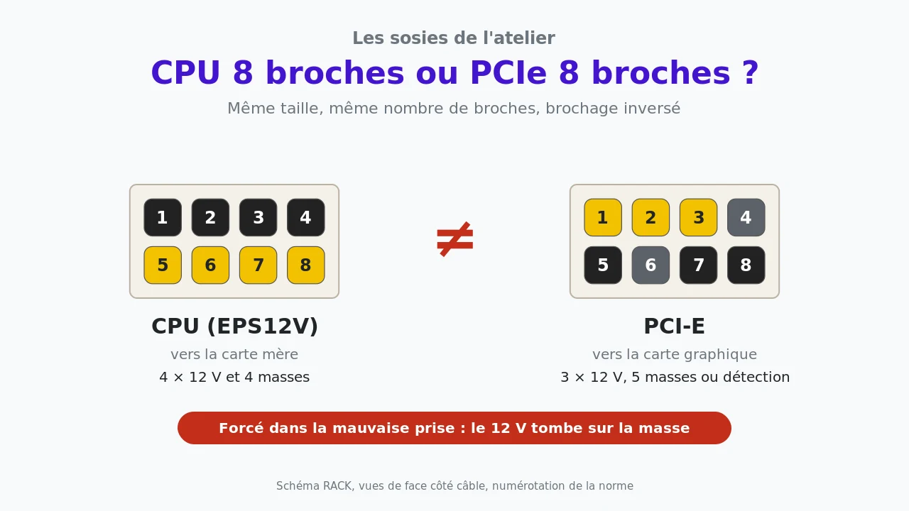 CPU ou PCIe ? Reconnaître les connecteurs d'alimentation d'un PC