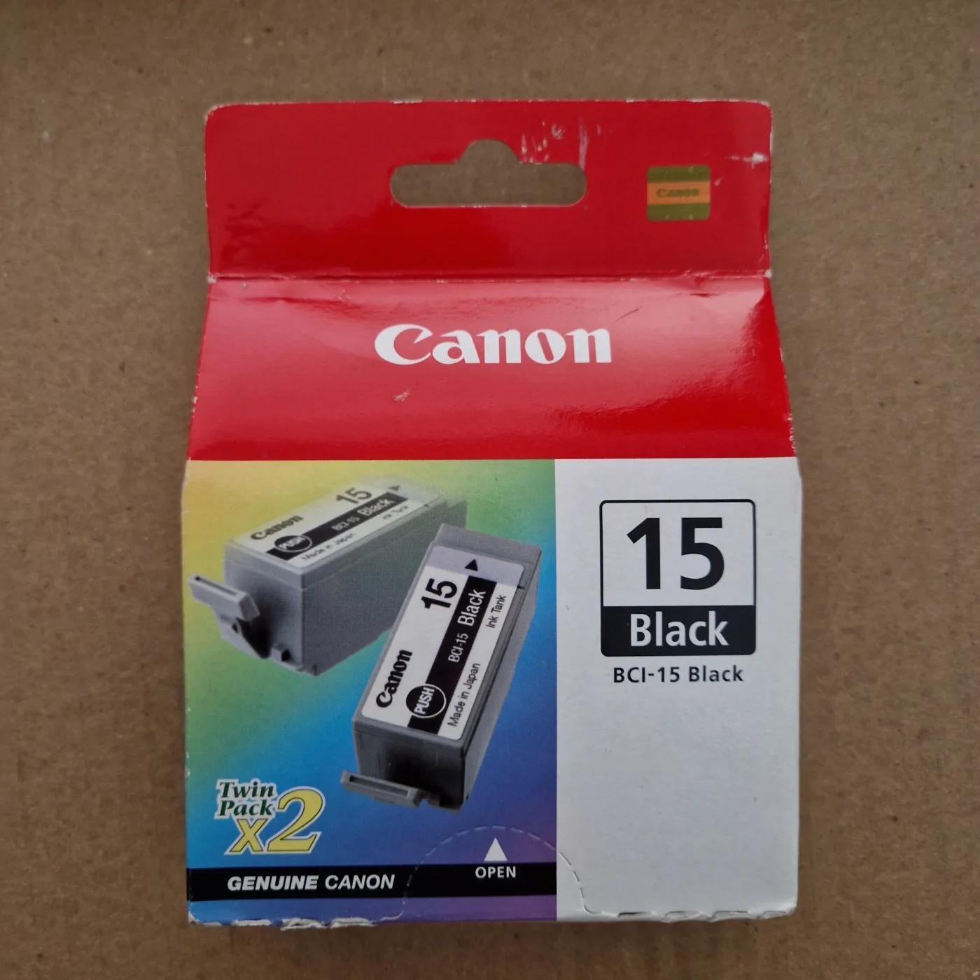Lot de 2 cartouches d'encre Canon BCI-15 Black d'origine (8190A002), boîte non ouverte, photo 1