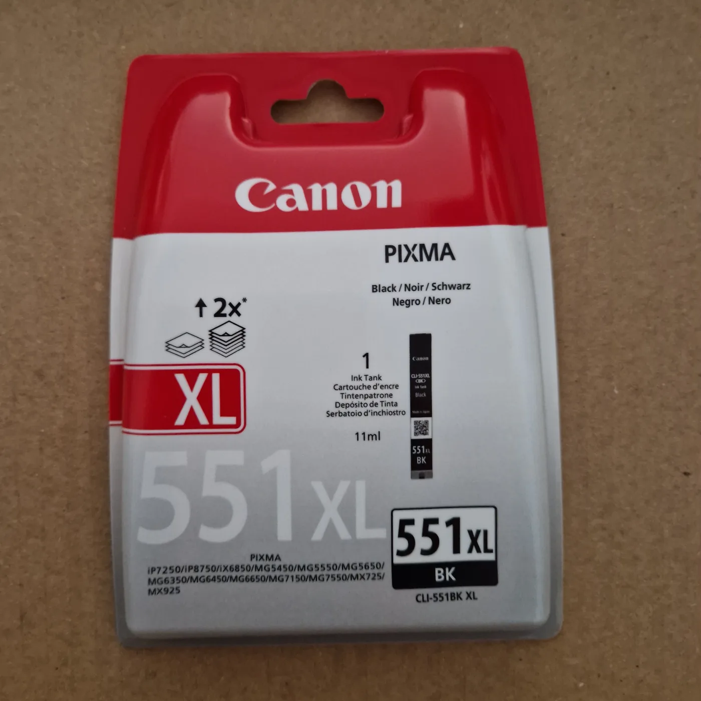 Cartouche Canon CLI-551BK XL noir photo d'origine, blister scellé | Cartouches RACK