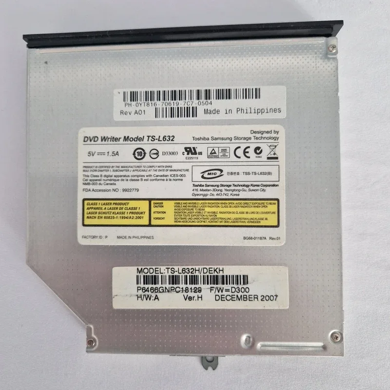 Graveur DVD slim IDE Toshiba Samsung TS-L632H pour portable, façade noire, photo 1