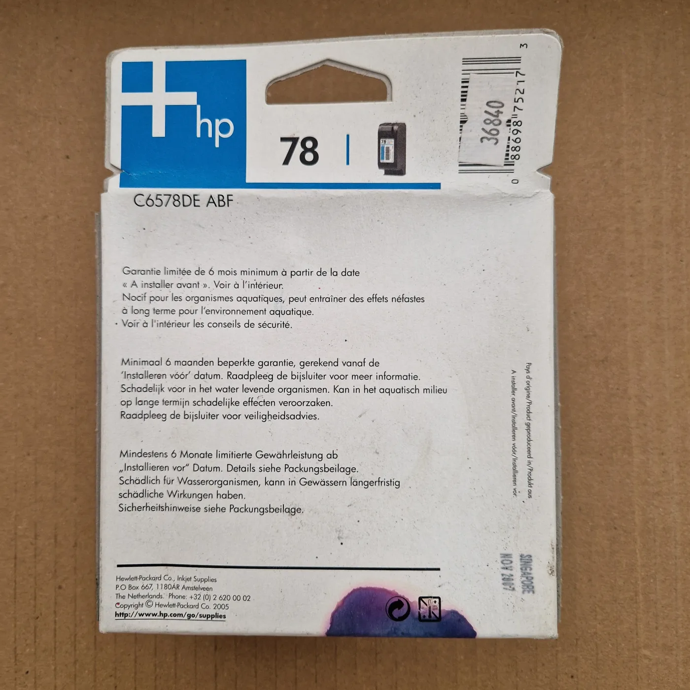 Cartouche d'encre HP 78 trois couleurs d'origine (C6578DE), 19 ml, boîte jamais ouverte, photo 2