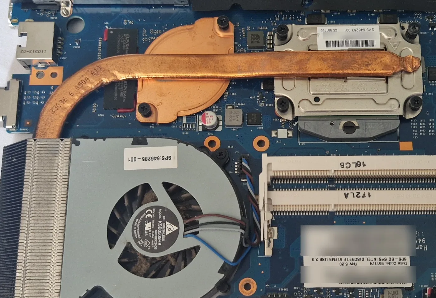 Carte mère HP ProBook 4730s SPS 658342-001 avec processeur Pentium B940 et ventirad, photo 2
