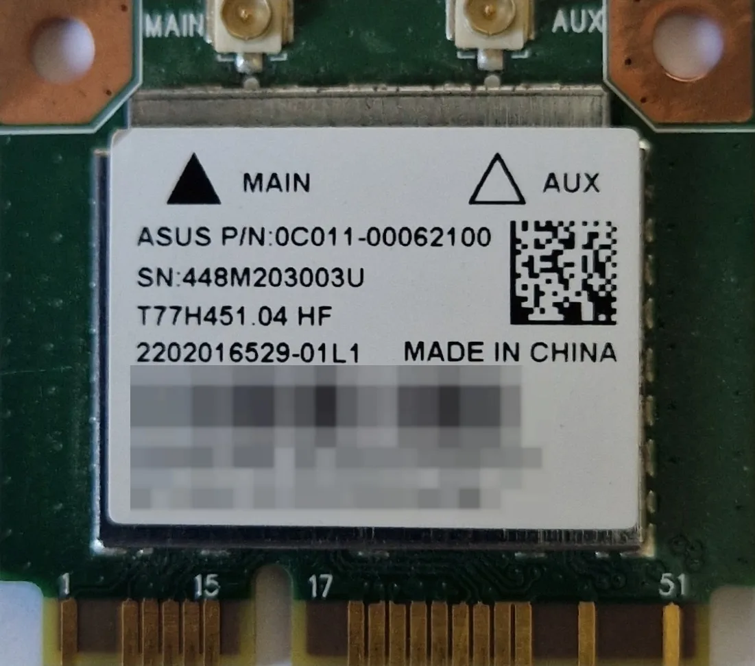 Carte WiFi + Bluetooth Realtek RTL8723BE — Asus 0C011-00062100 (half mini PCIe) — photo 1