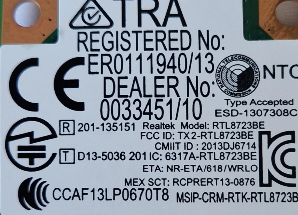 Carte WiFi + Bluetooth Realtek RTL8723BE — Asus 0C011-00062100 (half mini PCIe) — photo 2